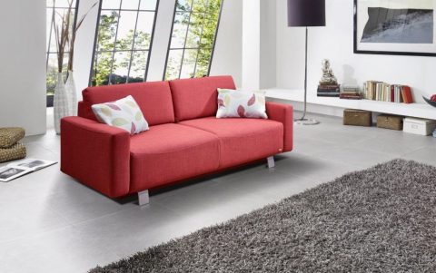 Schlafsofa SASCHA Bezug Padua uni rosso