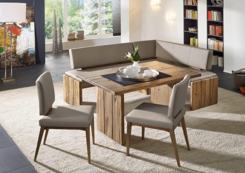 Eckbank COLORADO gepolstert, Bezug Kunstleder mit Wangentisch 130 X 90 cm
